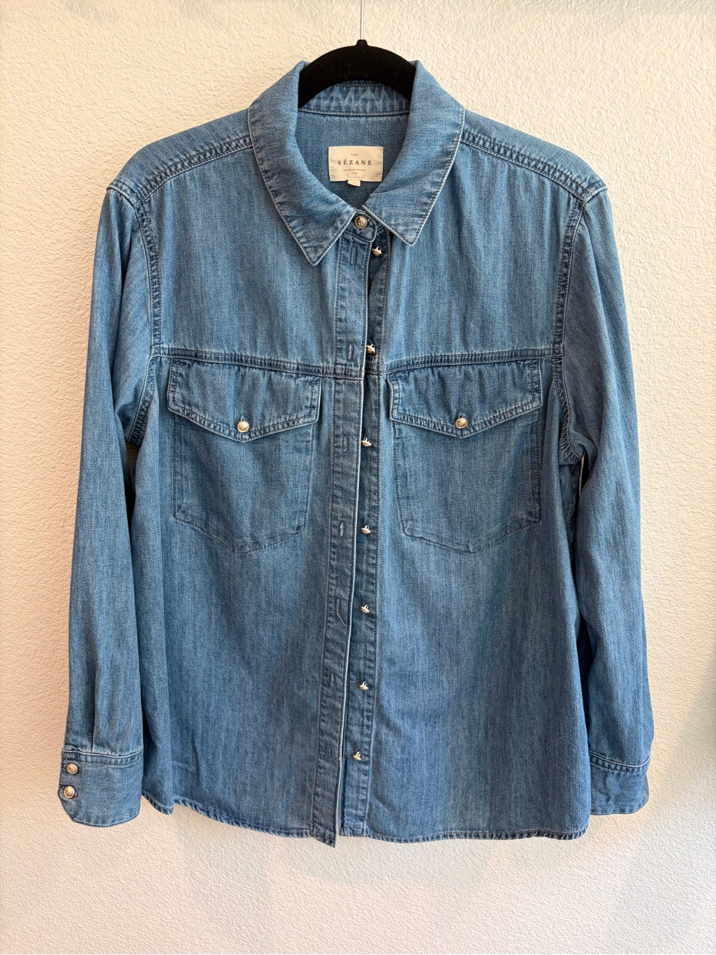 Szane Light Blue Denim Button-Up Shirt